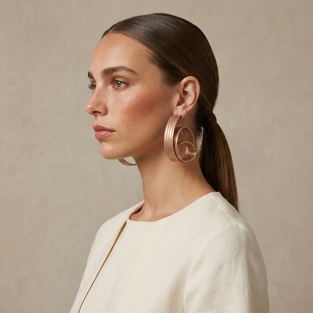 Boucles d'oreille « Ruban Spirale » irisées