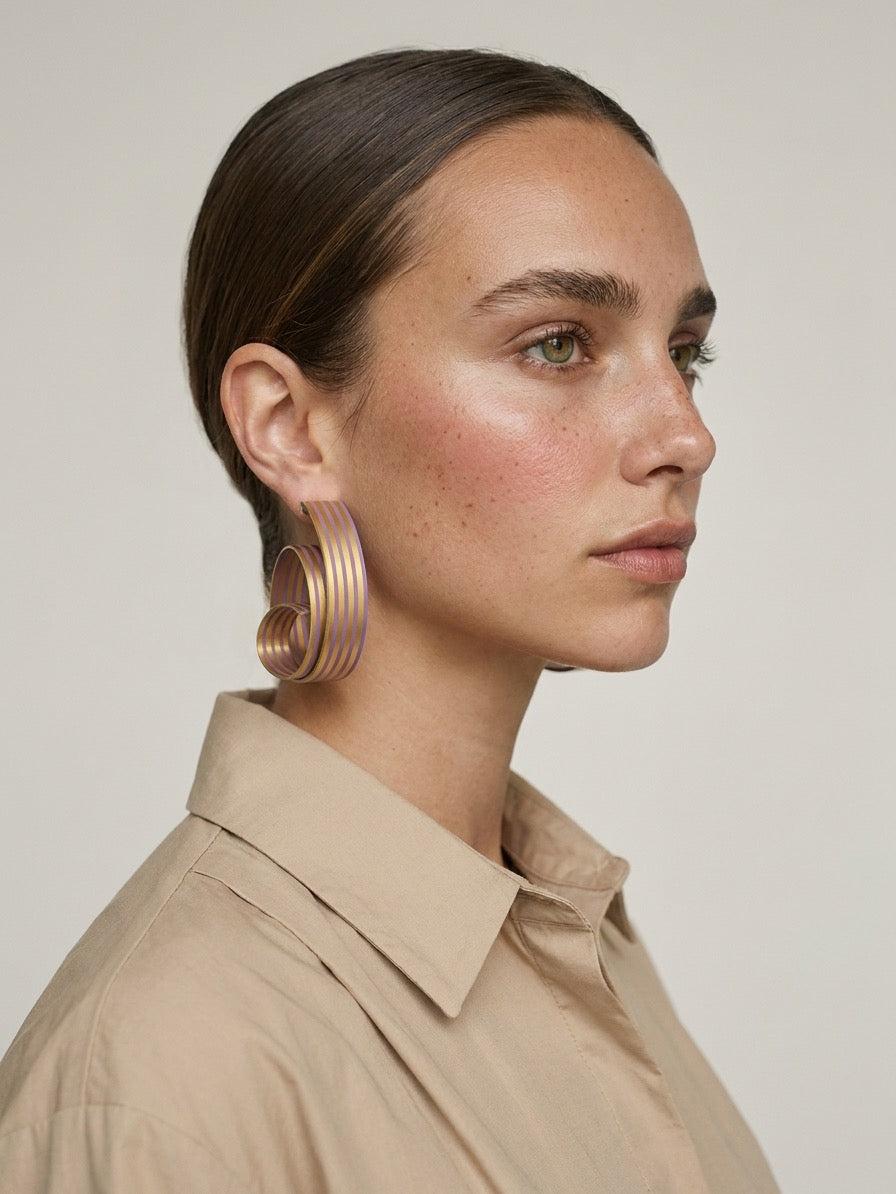 Boucles d'oreille « Ruban Spirale » irisées